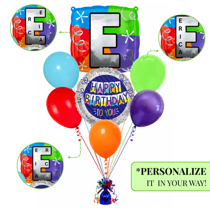 Alphabet "E" Printed Square Shaped Balloon Helium Supported for Birthday Boy/Girl Name Initiatls - 18 inches