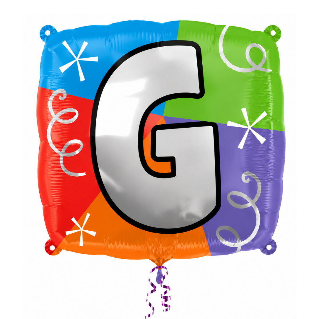 Alphabet "G" Printed Square Shaped Balloon Helium Supported for Birthday Boy/Girl Name Initiatls - 18 inches
