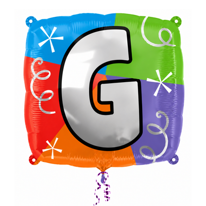 Alphabet "G" Printed Square Shaped Balloon Helium Supported for Birthday Boy/Girl Name Initiatls - 18 inches