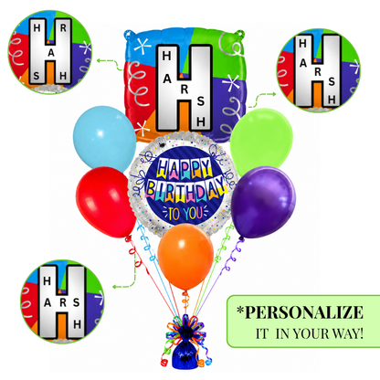 Alphabet "H" Printed Square Shaped Balloon Helium Supported for Birthday Boy/Girl Name Initiatls - 18 inches