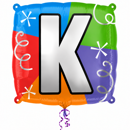 Alphabet "K" Printed Square Shaped Balloon Helium Supported for Birthday Boy/Girl Name Initiatls - 18 inches