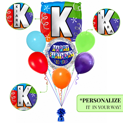 Alphabet "K" Printed Square Shaped Balloon Helium Supported for Birthday Boy/Girl Name Initiatls - 18 inches