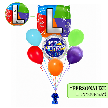 Alphabet "L" Printed Square Shaped Balloon Helium Supported for Birthday Boy/Girl Name Initiatls - 18 inches
