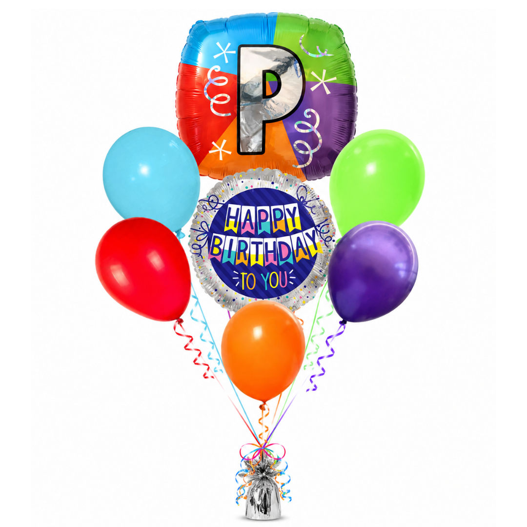 Alphabet "P" Printed Square Shaped Balloon Helium Supported for Birthday Boy/Girl Name Initiatls - 18 inches
