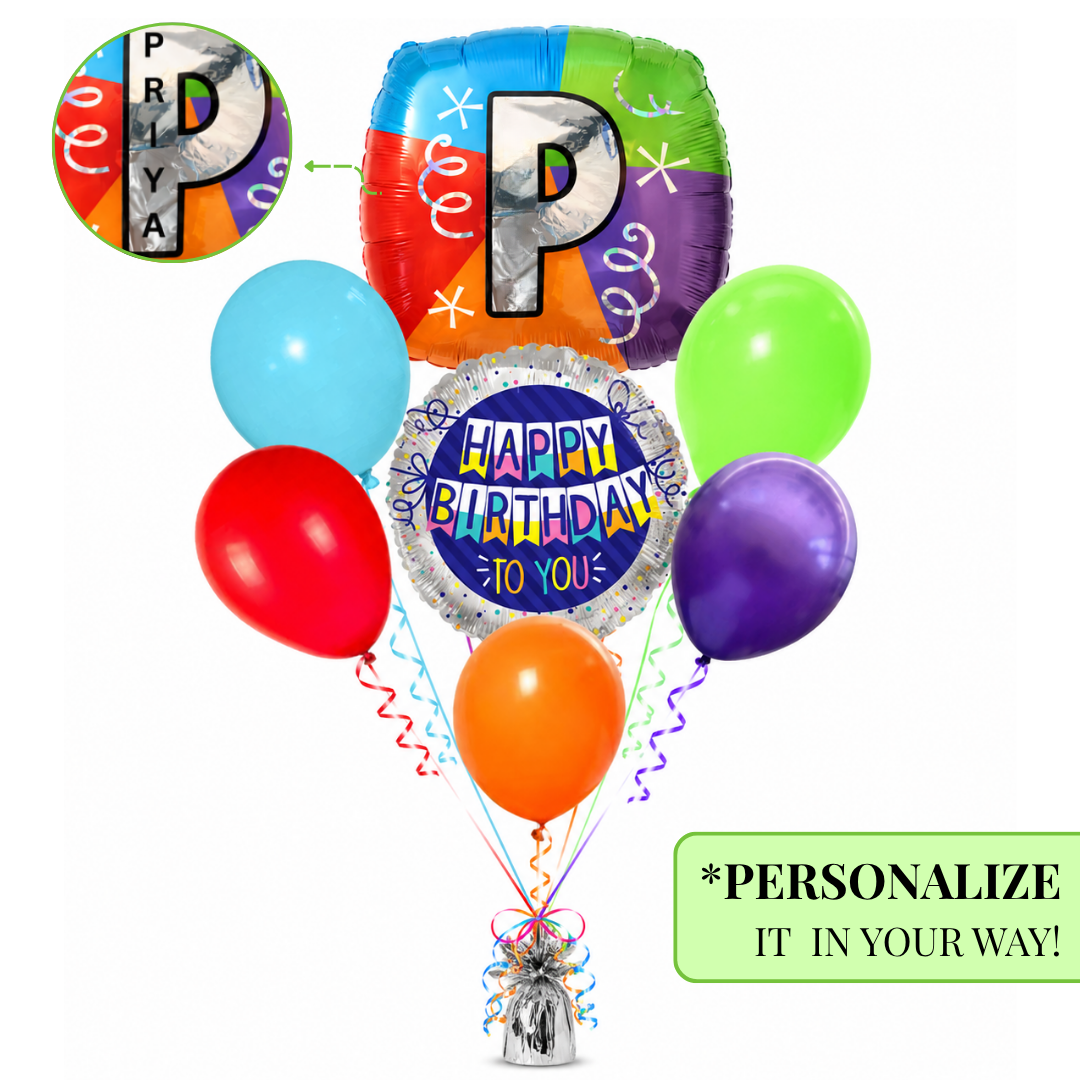 Alphabet "P" Printed Square Shaped Balloon Helium Supported for Birthday Boy/Girl Name Initiatls - 18 inches