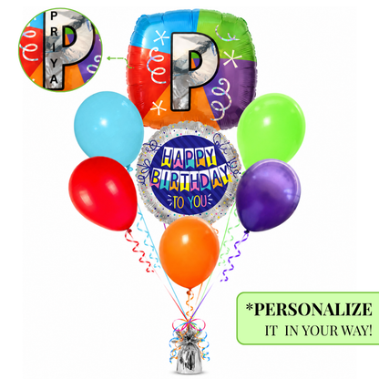 Alphabet "P" Printed Square Shaped Balloon Helium Supported for Birthday Boy/Girl Name Initiatls - 18 inches