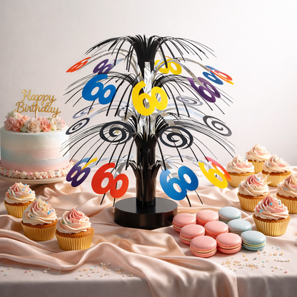 60th Birthday Cascade Centerpiece 14"