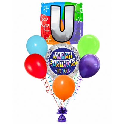 Alphabet "U" Printed Square Shaped Balloon Helium Supported for Birthday Boy/Girl Name Initiatls - 18 inches