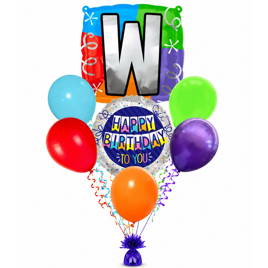 Alphabet "W" Printed Square Shaped Balloon Helium Supported for Birthday Boy/Girl Name Initiatls - 18 inches