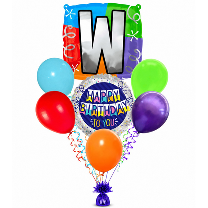 Alphabet "W" Printed Square Shaped Balloon Helium Supported for Birthday Boy/Girl Name Initiatls - 18 inches