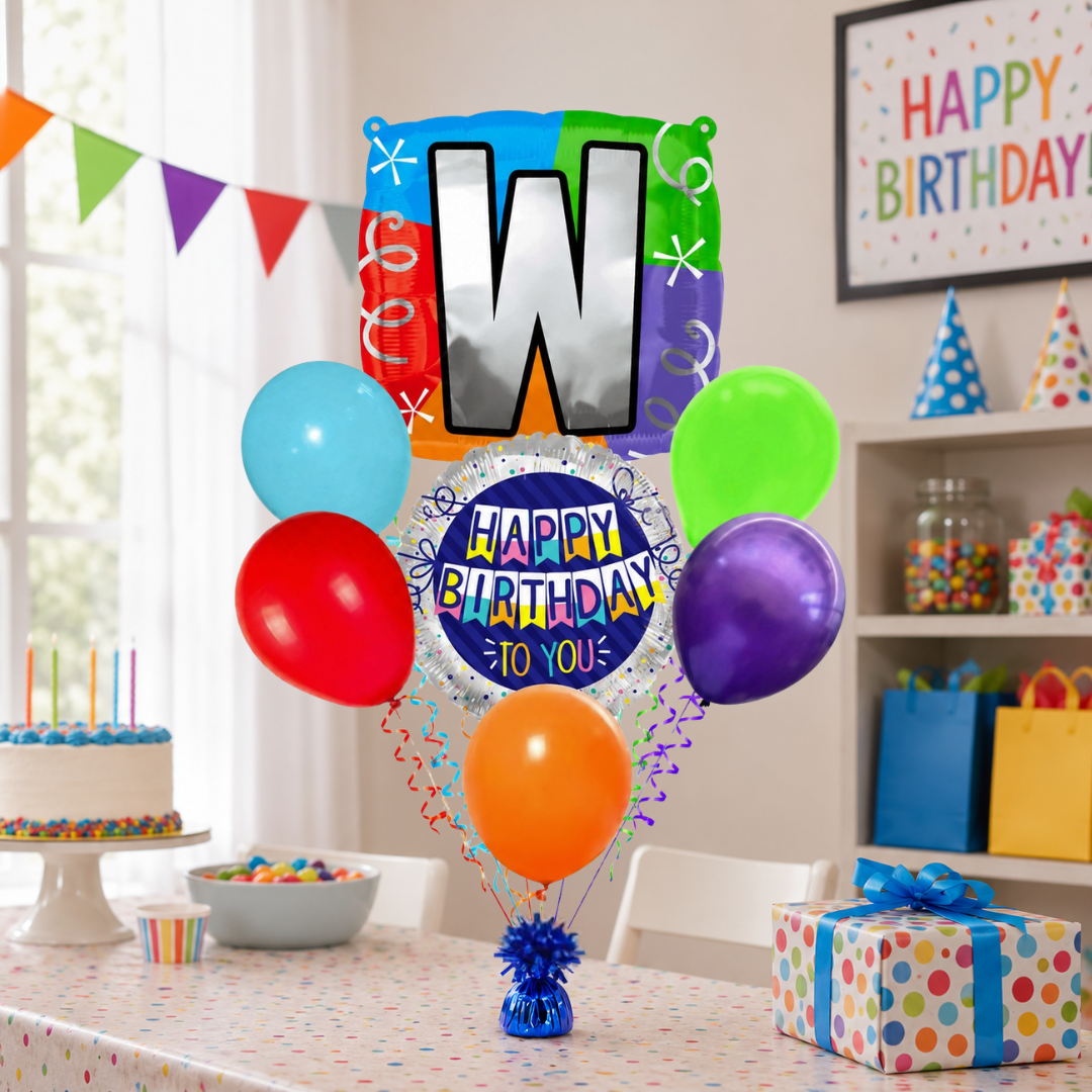 Alphabet "W" Printed Square Shaped Balloon Helium Supported for Birthday Boy/Girl Name Initiatls - 18 inches