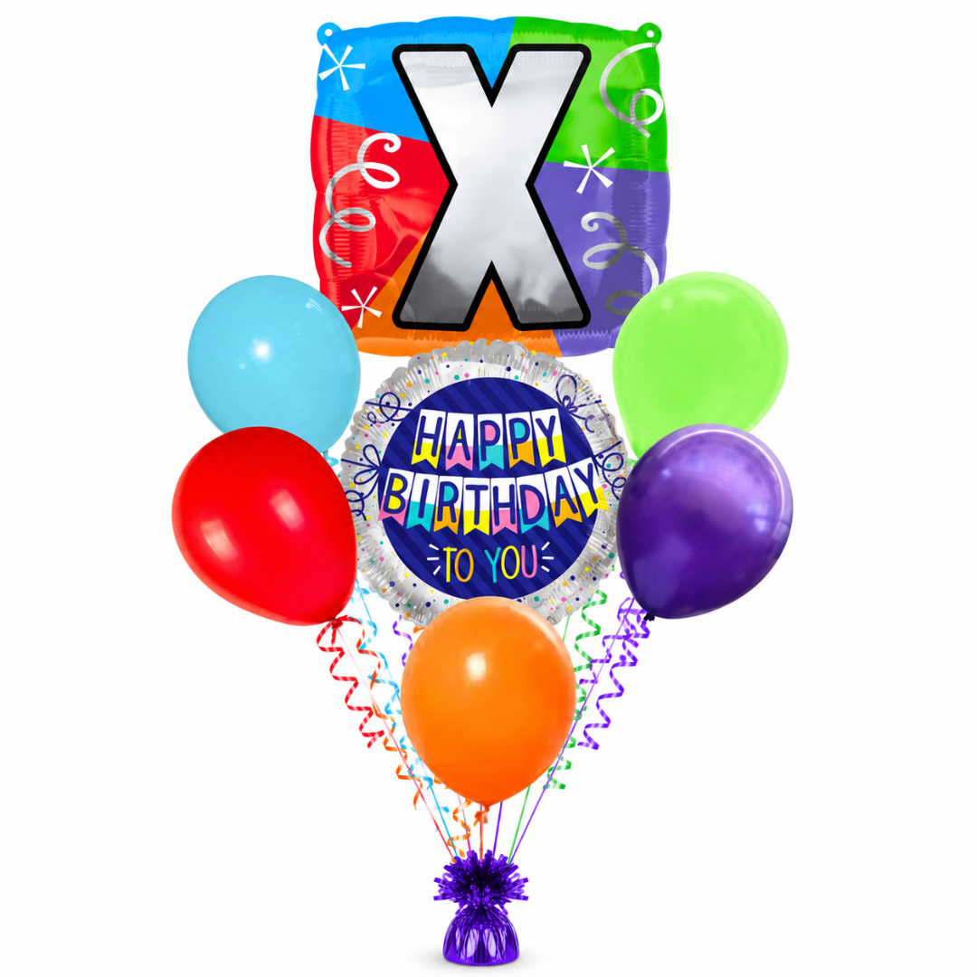 Alphabet "X" Printed Square Shaped Balloon Helium Supported for Birthday Boy/Girl Name Initiatls - 18 inches