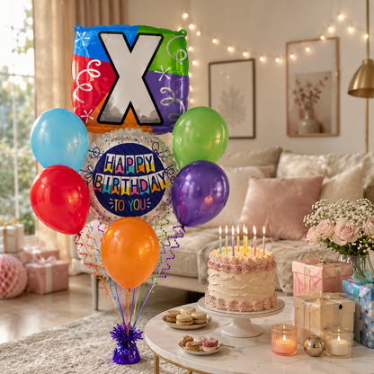 Alphabet "X" Printed Square Shaped Balloon Helium Supported for Birthday Boy/Girl Name Initiatls - 18 inches