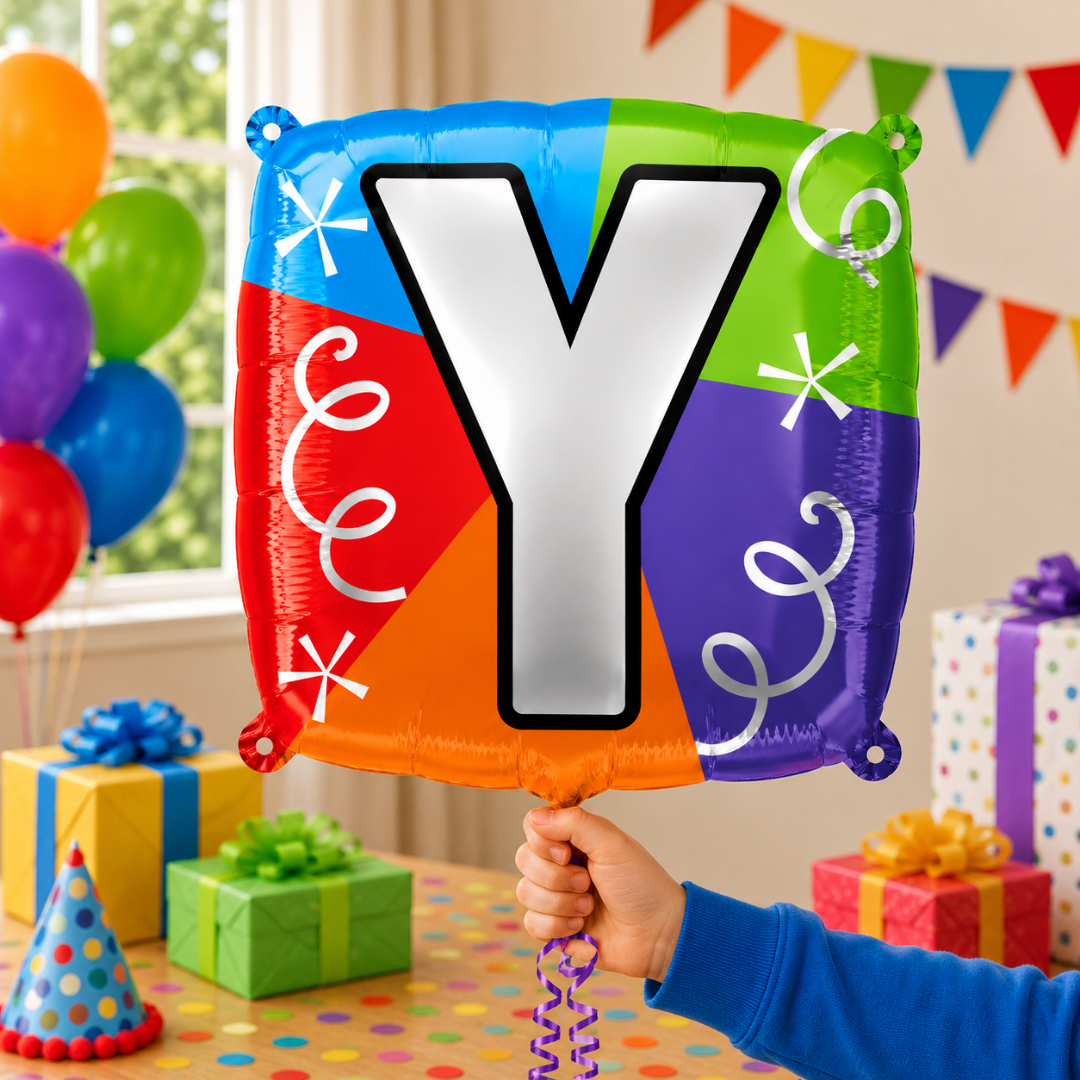 Alphabet "Y" Printed Square Shaped Balloon Helium Supported for Birthday Boy/Girl Name Initiatls - 18 inches