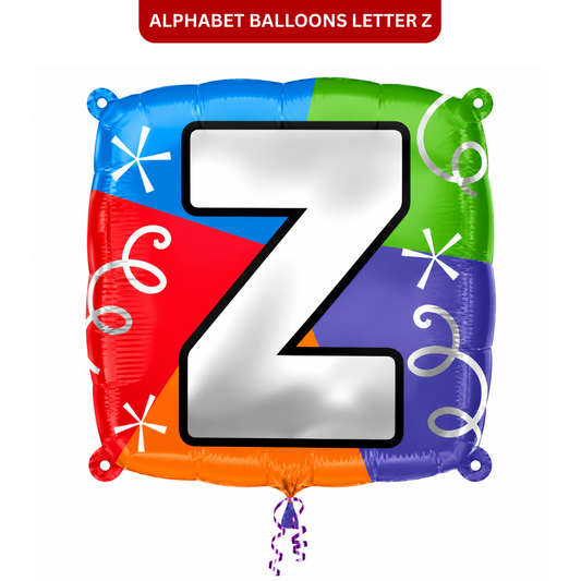 Alphabet "Z" Printed Square Shaped Balloon Helium Supported for Birthday Boy/Girl Name Initiatls - 18 inches
