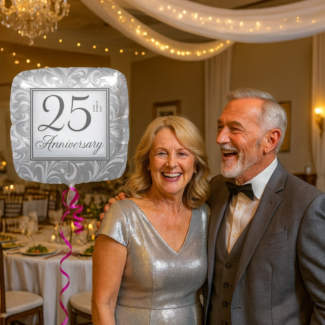 Happy 25Th Birthday Square Shaped Foil Balloon - Helium Quality - 17 inches - 1PC