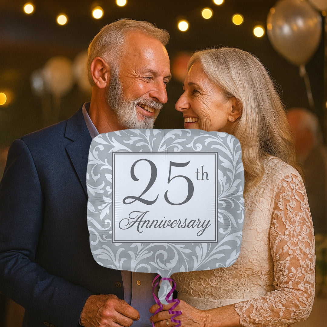 Happy 25Th Birthday Square Shaped Foil Balloon - Helium Quality - 17 inches - 1PC