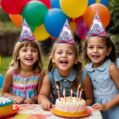 Princess Prismatic Party Hats, 7-Inch Birthday Hats (Pack of 8)