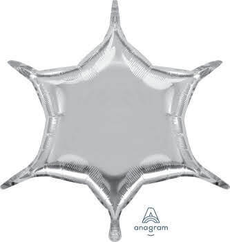 Silver 6-point Star Balloon 18"