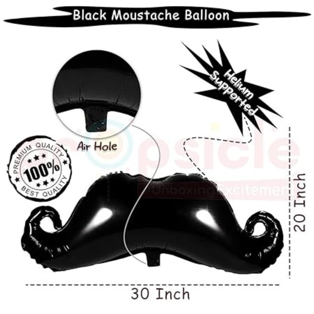 Black Mustahce Shaped Balloon - 35 inches