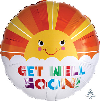 Get Well Soon Smiley Sunshine Balloon 18" S40