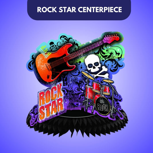 Rockstar Theme Honeycomb Centerpiece - 15 INCHES - 1PC