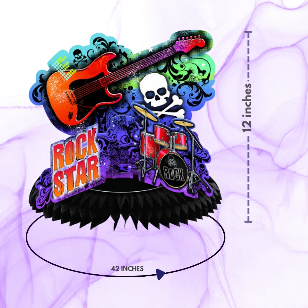 Rockstar Theme Honeycomb Centerpiece - 15 INCHES - 1PC