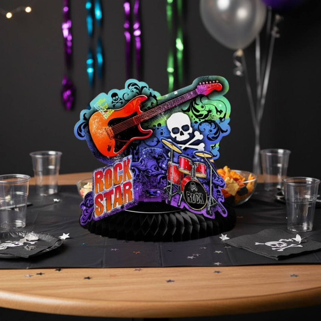 Rockstar Theme Honeycomb Centerpiece - 15 INCHES - 1PC