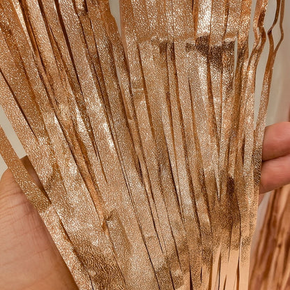 Textured Foil Rose Gold Curtain - 7FT X 3FT