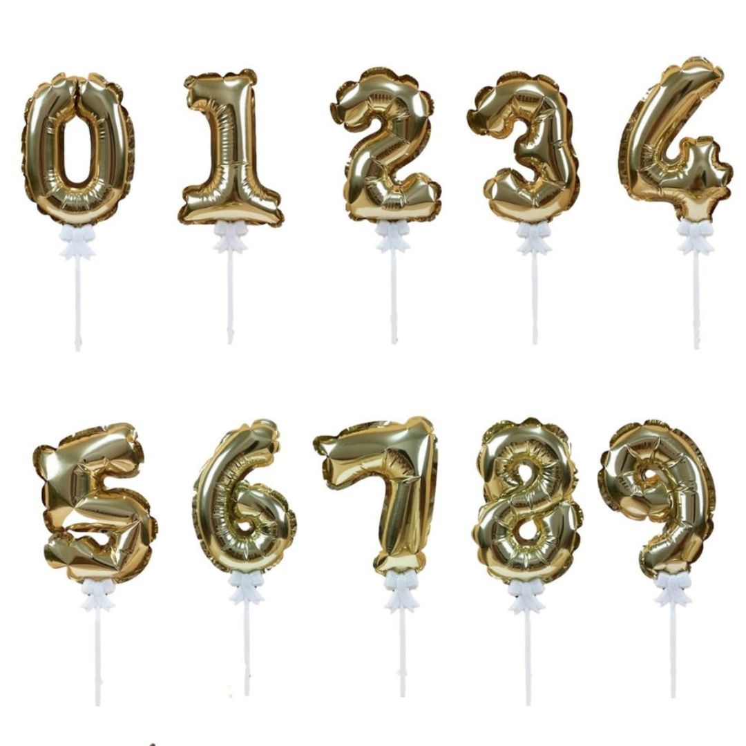 6 Numerical Self Infating Balloon Cake Topper - 1PC