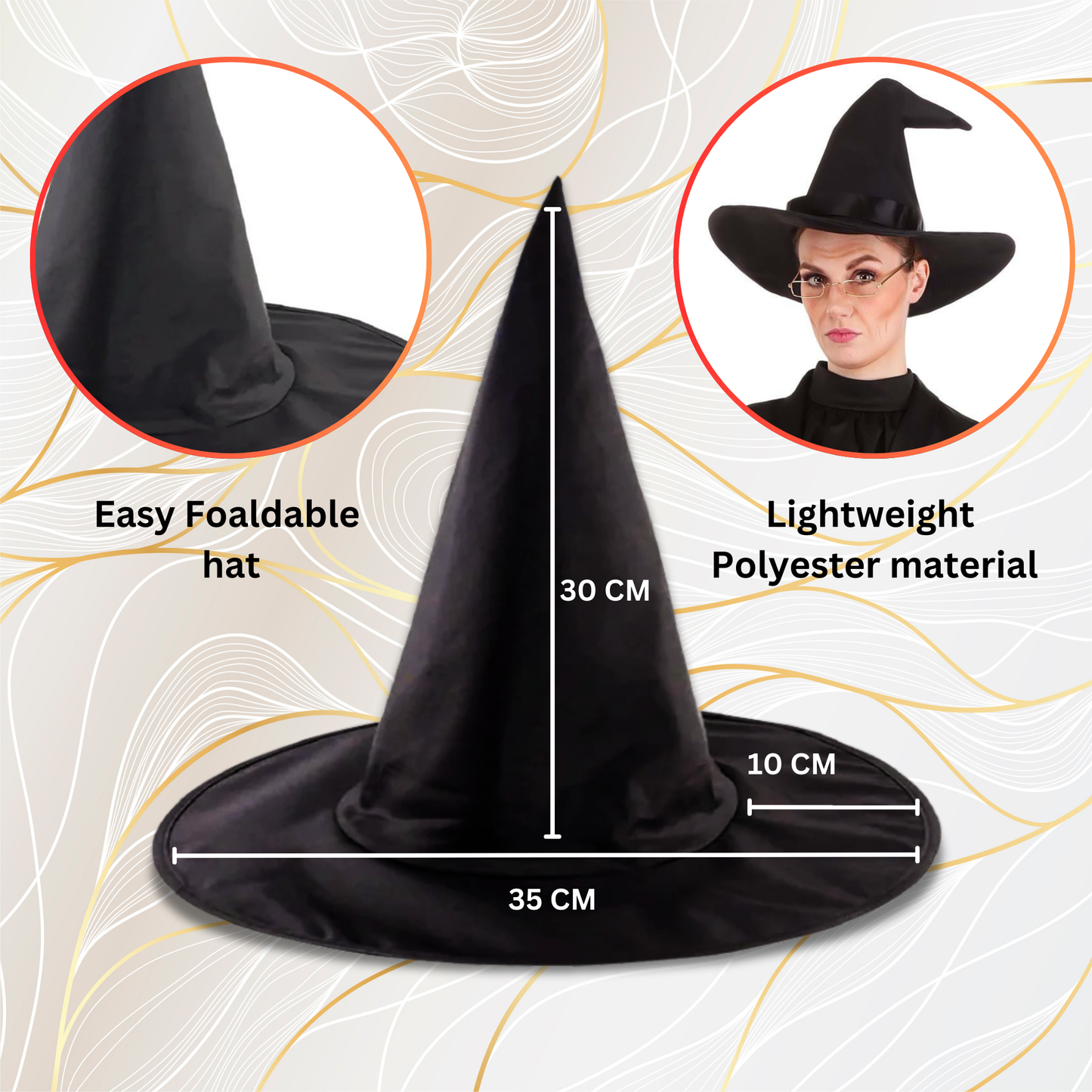 Black Witch Hat and Harry Potter Wand