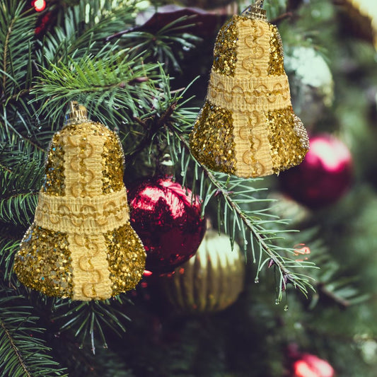 Christmas Tree Ornaments Golden Bell Tree Hanging - Set of 2