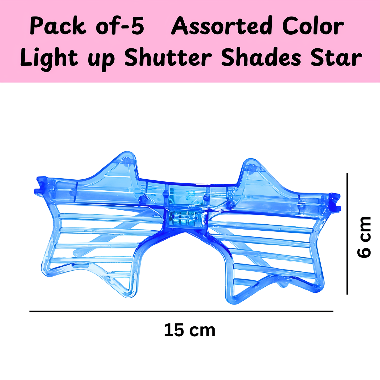 Set of 5 Light up Shutter Shades Star, Led Neon Rave SunGlasses, Party Eyeglass, Flashing Sunglasses for Neon & Bachelorette Party Glow in Dark Christmas Party Sunglasses (Assorted Colors)