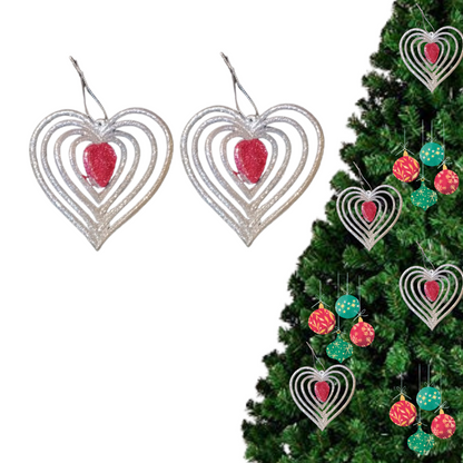 CTO 3D Heart Silver & Pink Hangings - 2PC