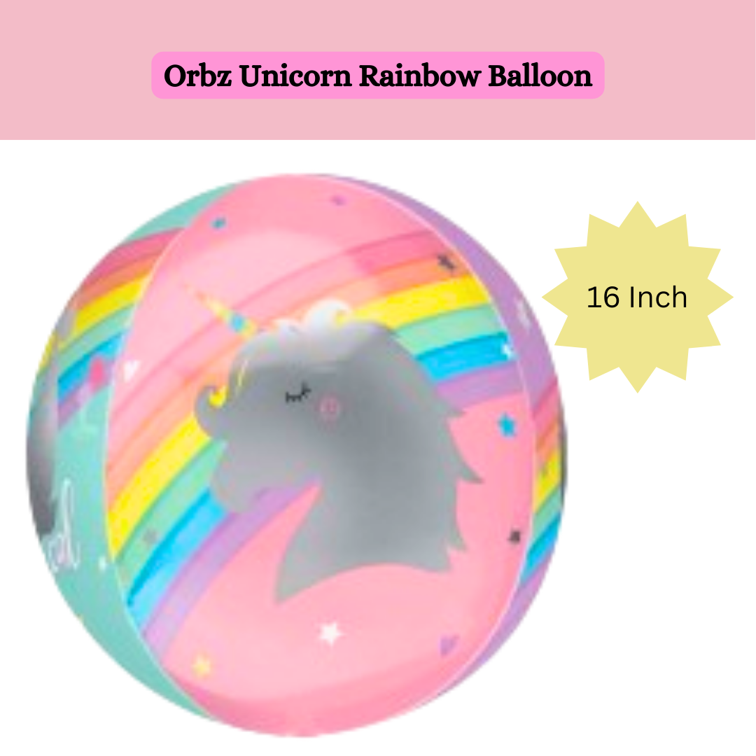 Magical Unicorn Orbz Balloon - Helium Quality - 16 inches - 1PC