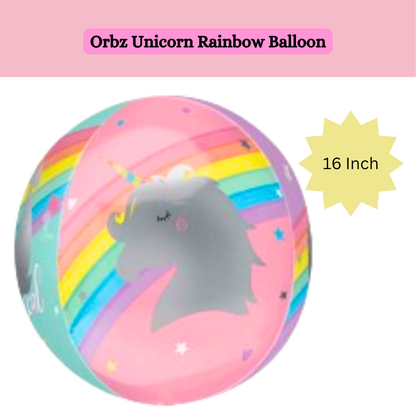 Magical Unicorn Orbz Balloon - Helium Quality - 16 inches - 1PC