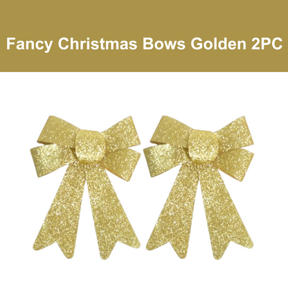 Fancy Christmas Bows Golden  30CM - 2PC