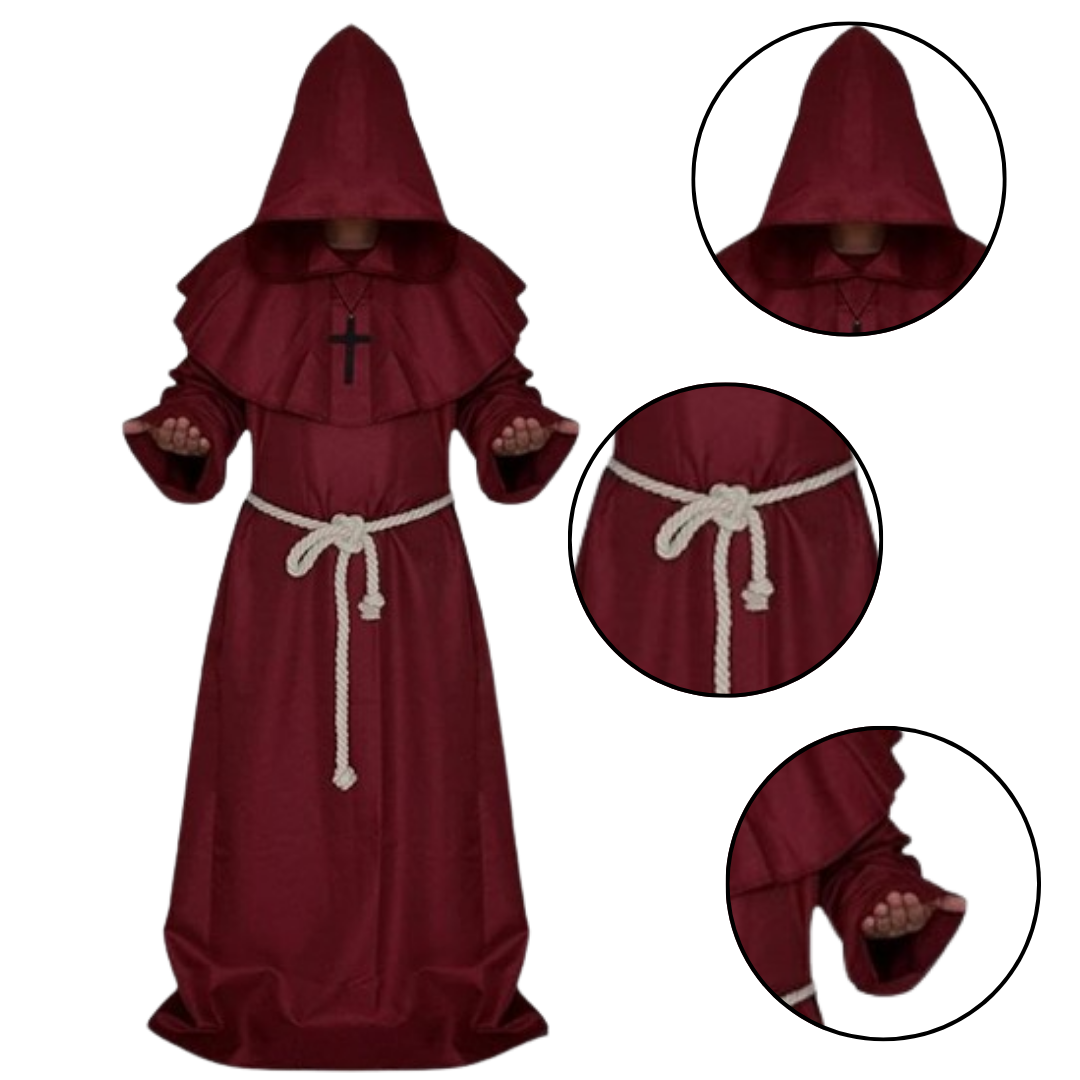 Draconian Priest Red Robe w/Rope, Hood and Cross Sign