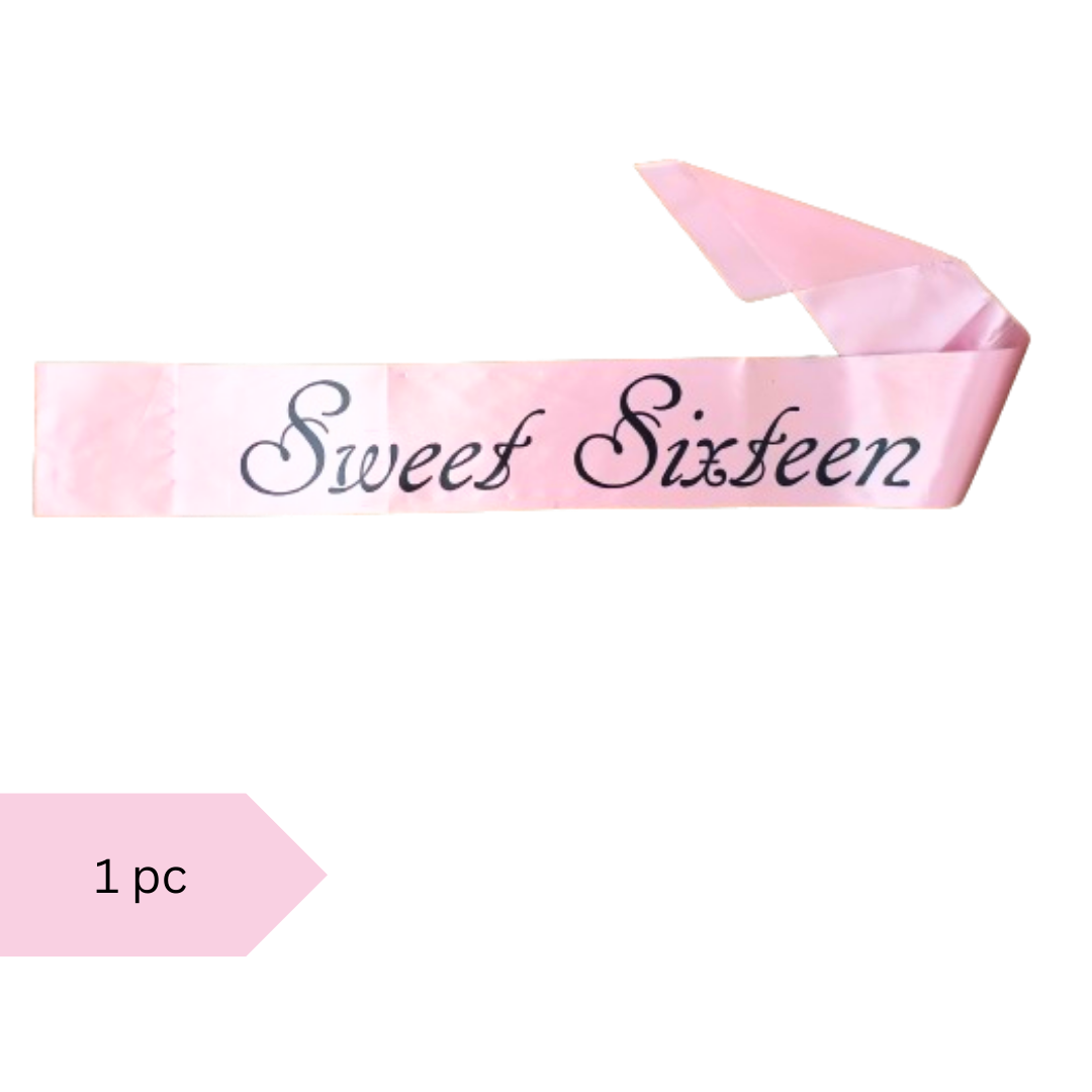 Sweet Sixteen Birthday Sash for 16th Birthday - 1PC