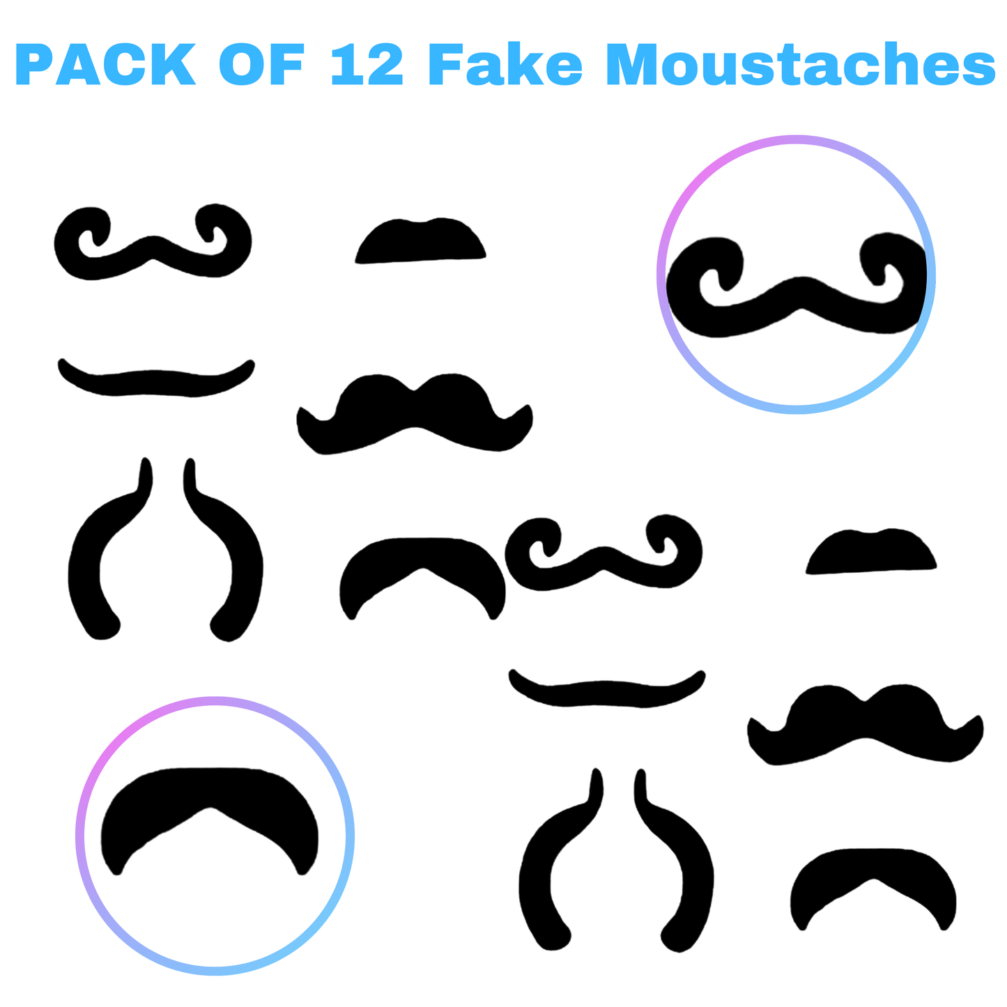 Kids Fake Moustache Set – Pack of 12