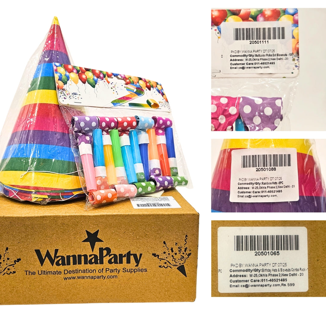 Birthday Hats & Blowouts Combo Pack - 18PC