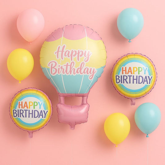 Hot Air Birthday Balloon Combo Set - 9PC