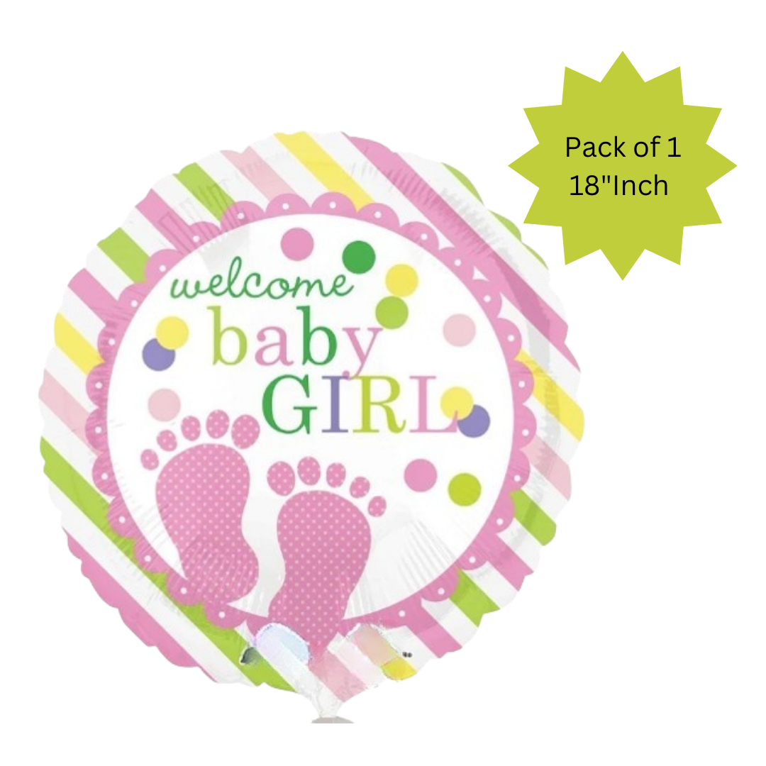 It's a Girl Round Polka Dot Feet Blue 18"