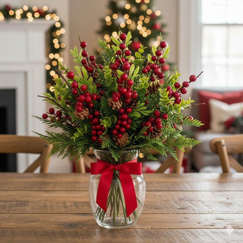 Pine Snow Leaves with Cherry & Tree Inserts - 2PC