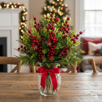 Pine Snow Leaves with Cherry & Tree Inserts - 2PC