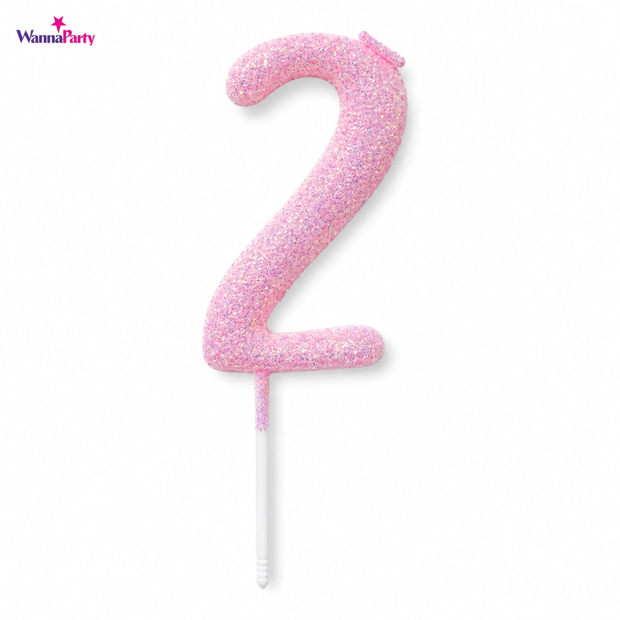 Glitter Designer Pink Candle Number 2 | Cake Candles