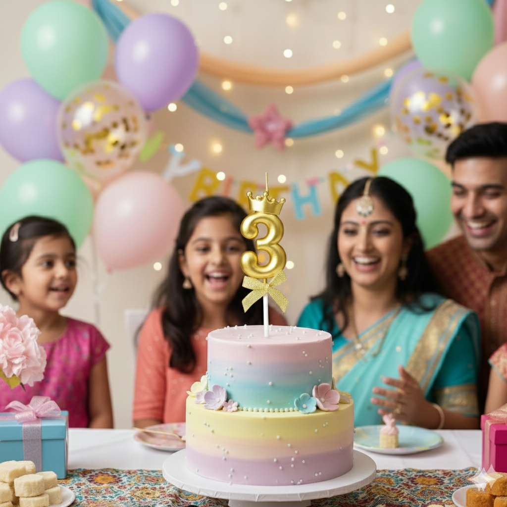 Golden Crown Numerical Candle No. 3