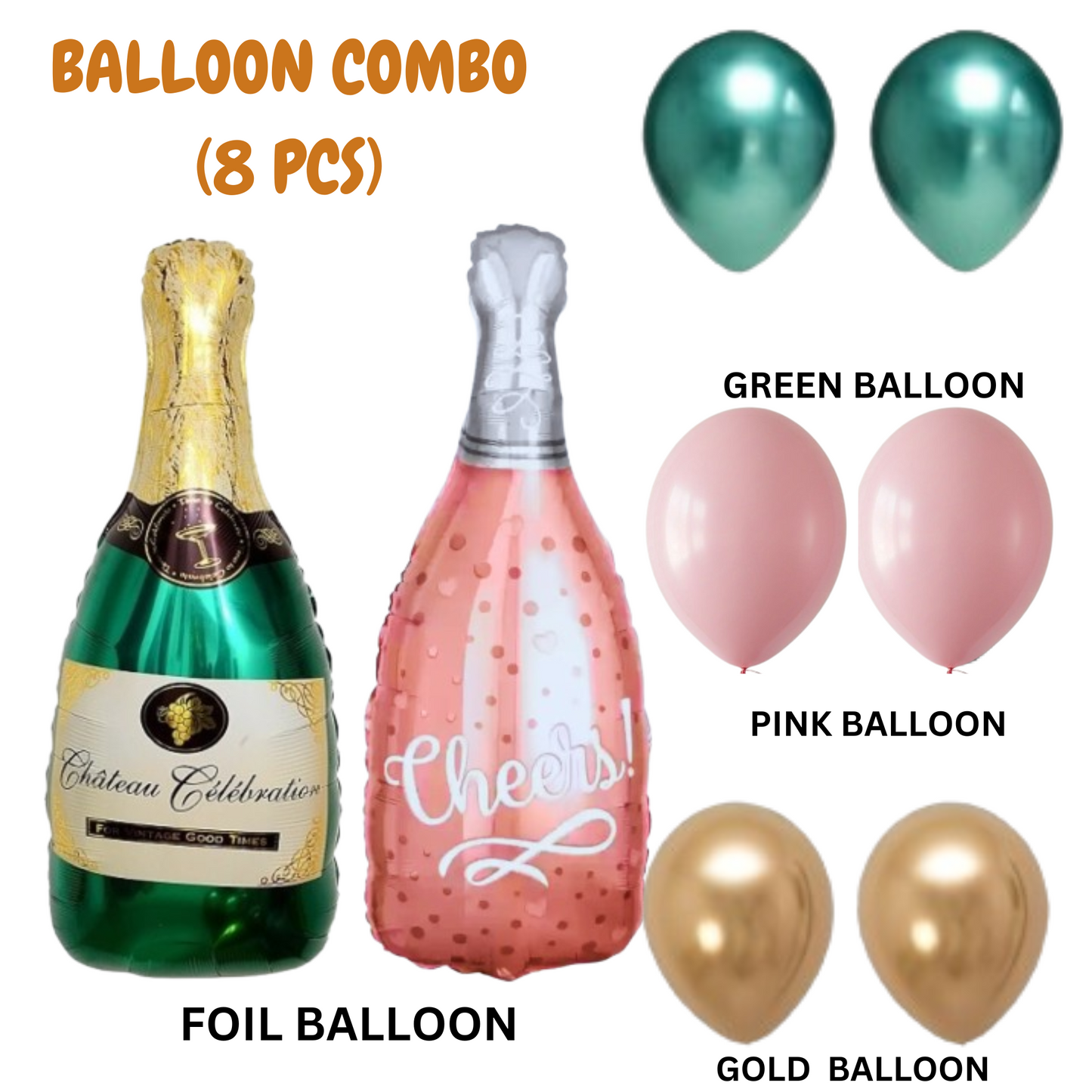 Champagne Party Balloon Combo Kit – Pack of 8