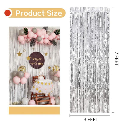 Textured Foil Silver Curtain - 7FT X 3FT
