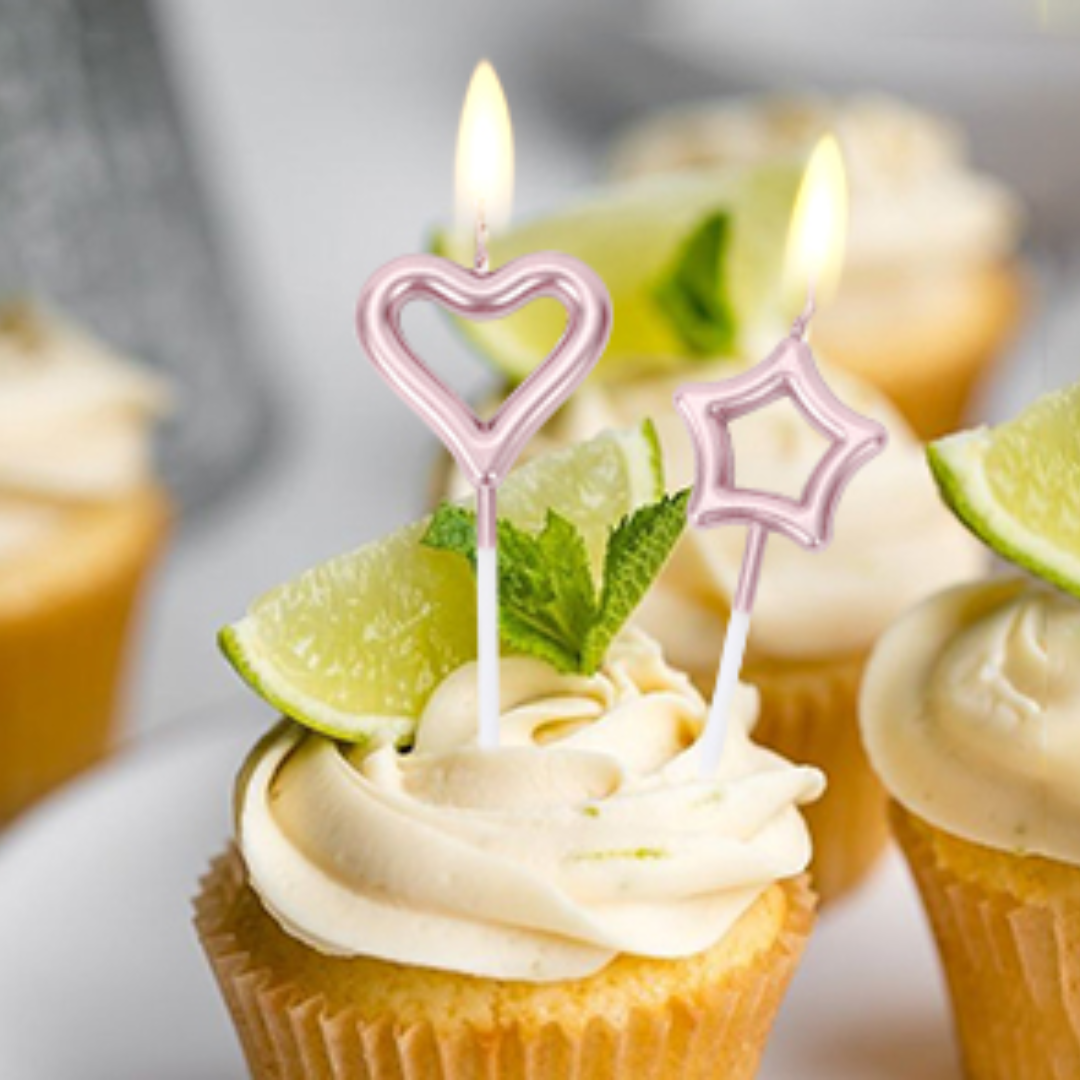 Rose Pink Heart & Star Shaped Stick Candle - 3 PC